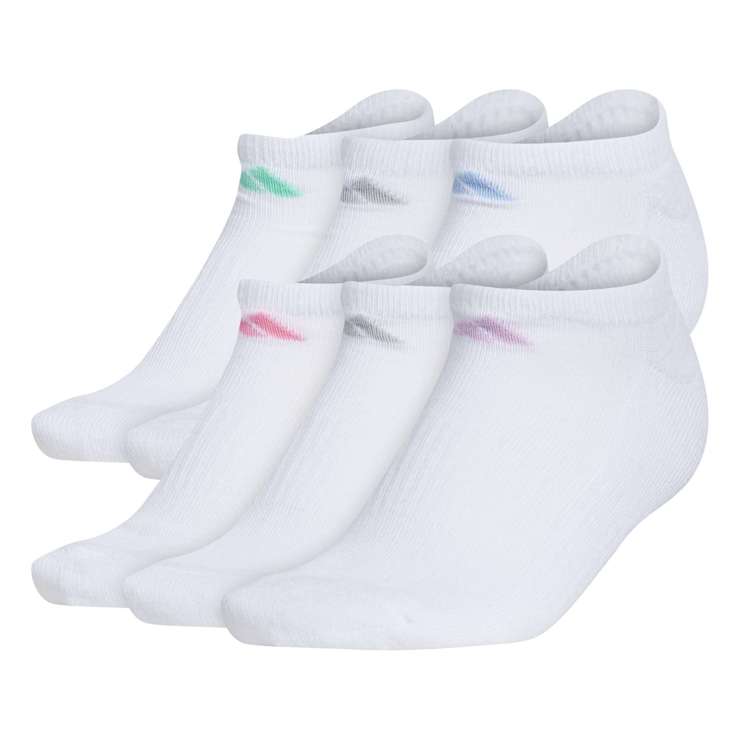 adidasWomen's Athletic Cushioned 6-Pack No Show, Socks - No Show Socks for Secure Fit, Cushioned Comfort, Low Profile