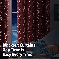 Vista 184 de BGment Room Darkening Curtains 95 Inches Long, Grommet Thermal Insulated Blackout Curtains with Wave Line and Dots Printed for Bedroom, 2 Panels