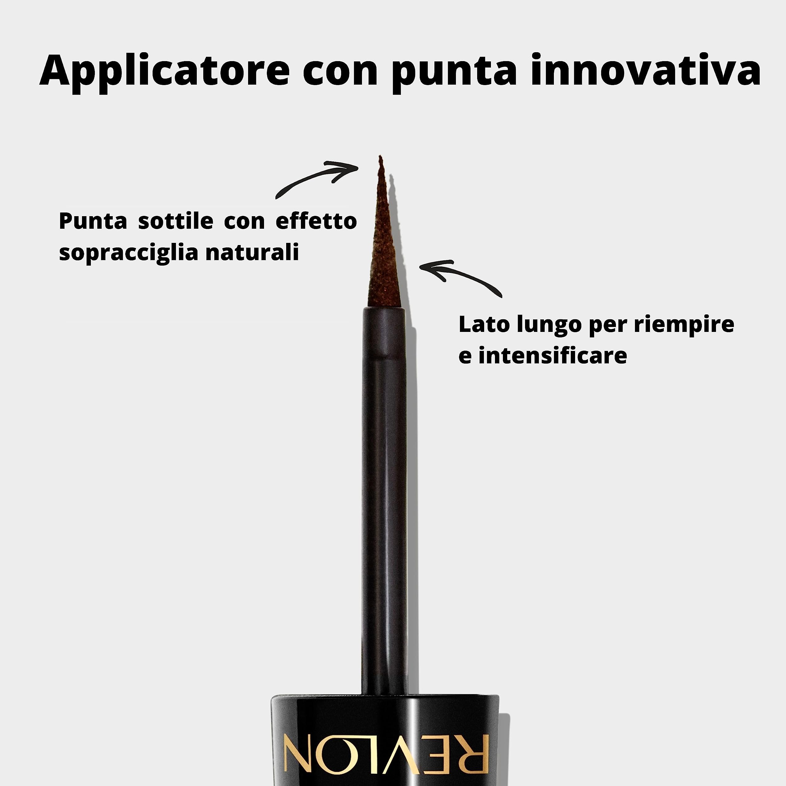 Revlon ColorStay Semi-Permanent Brow Ink, Penna/Liner Semipermanente Per Sopracciglia, Asciugatura Rapida, a Lunga Durata, Waterproof, 355 Dark Brown Ink - 0.09 ml