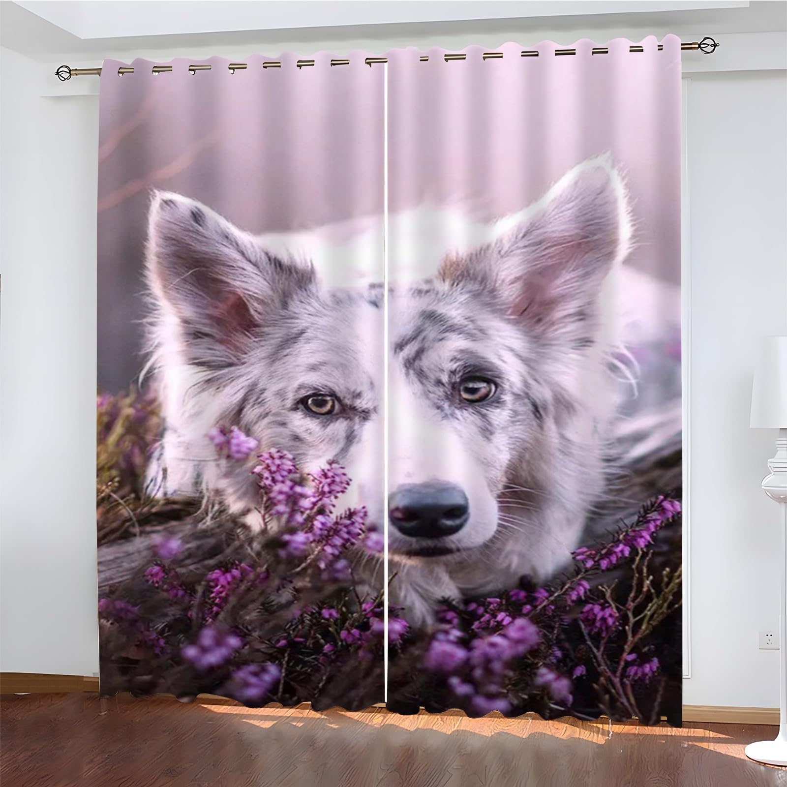 Amazon｜小窓 カーテン 牧羊犬 カーテン 遮光防音 リビング