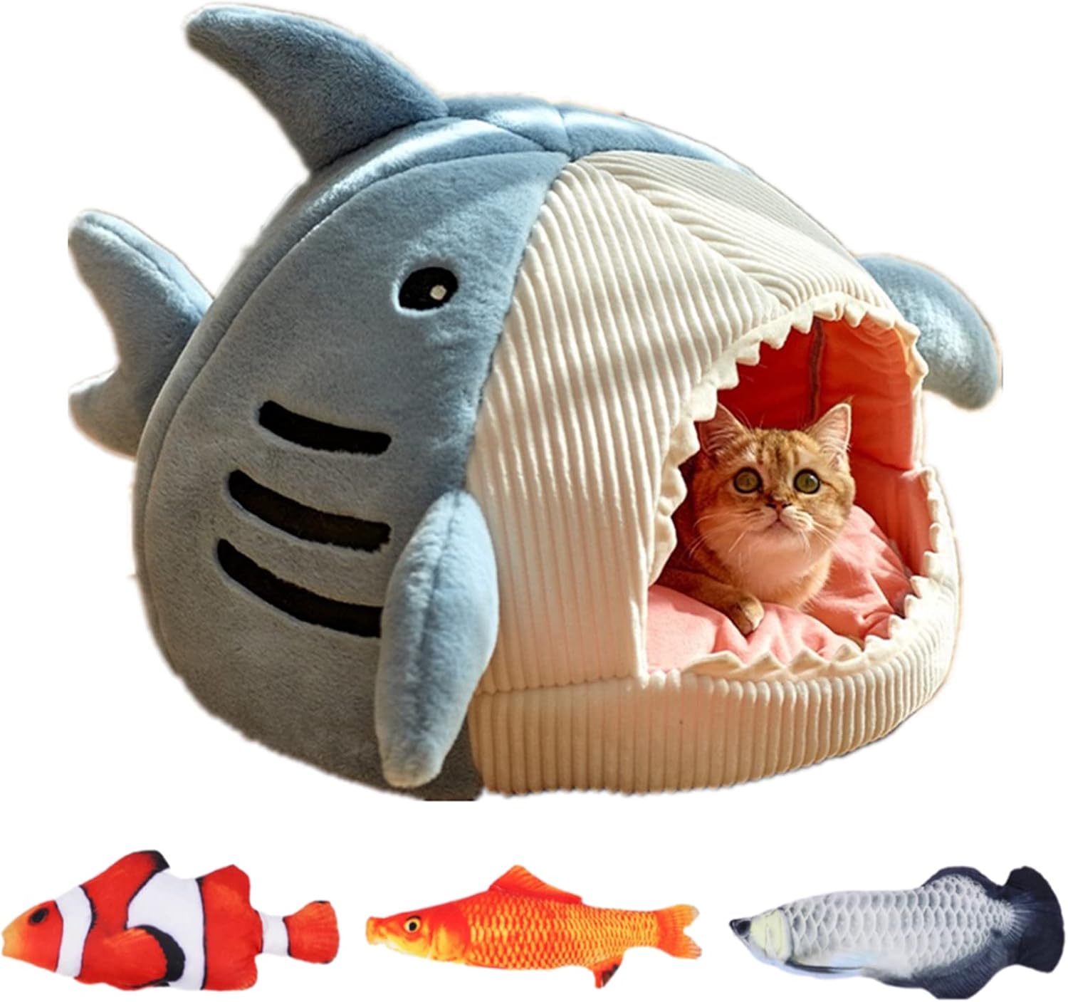 JIALOE Shark Cat Bed Dog House Cat Bed Cave Pet Bed Cat