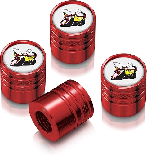 iPick Image Para Dodge Scat-Pack Tapones de vástago de válvula de neumático estilo cilindro de aluminio blanco sobre rojo