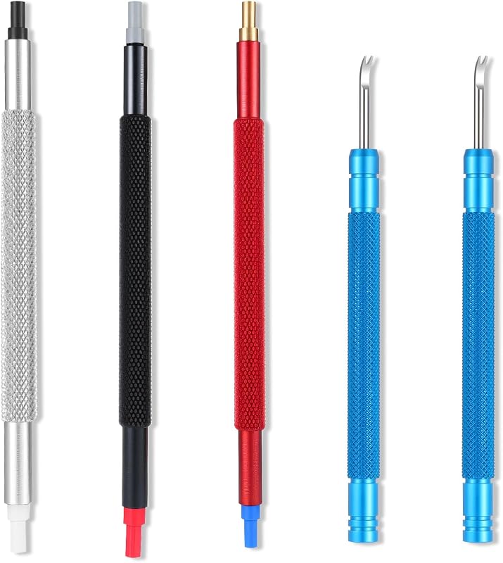 JJUNW Kit de reparación de relojes de acero inoxidable de 5 piezas, herramienta de ajuste de manecillas de reloj | Herramientas de reparación de relojes de ajuste profesional con 3 uds., prensatelas manuales, empujador, 2 uds., removedores de manos, palanca, reparación de relojeros