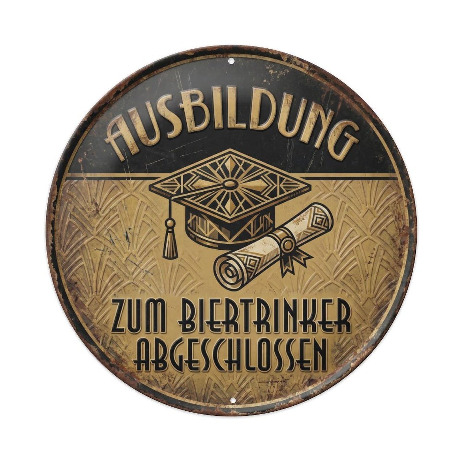 Vintage Bar Style Ausbildung Humorous Tavern Education Metal Tin Sign Plaque Wall Decor for Cafe, Club, Garden Round Metal Poster 8x8Inch