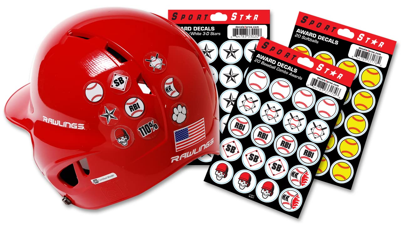 SportStar Baseball/Softball Helmet Award Decals - Baseball RBI (40 Stickers)