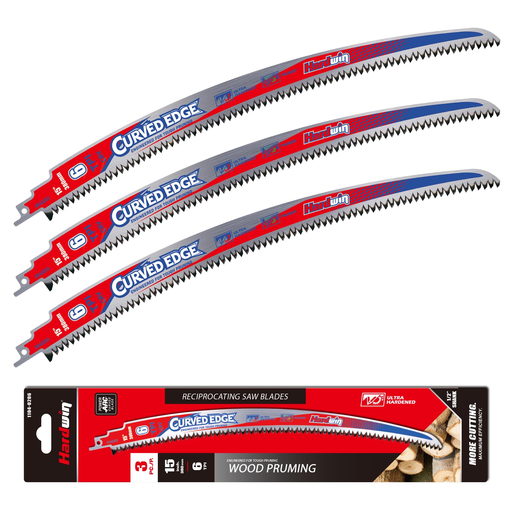 HARDWIN 15-Inch Arc Cutting Edge Pruning Reciprocating Saw Blades