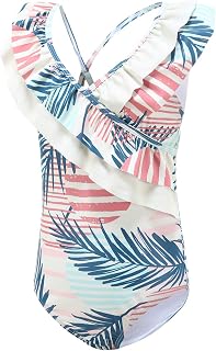 Girls One Piece Swimsuits Halter Bathing Suits Summer Ruffler Swimwear 2-14 Years Price In India