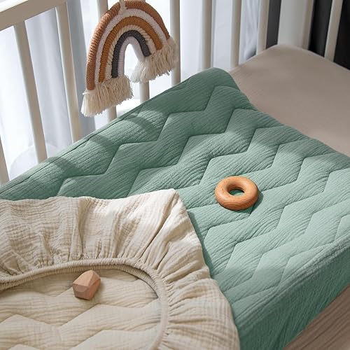 Miniatura 8 de lulumoon Funda de muselina para cambiador Funda acolchada de algodón para cambiador de bebé, sábanas suaves para niños y niñas
