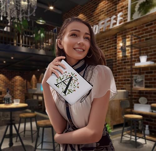 Miniatura 6 de Bolsas con letras iniciales de flores para mujer, bolsa de maquillaje con inicial, bolsa de cosméticos con inicial, bolsa de maquillaje