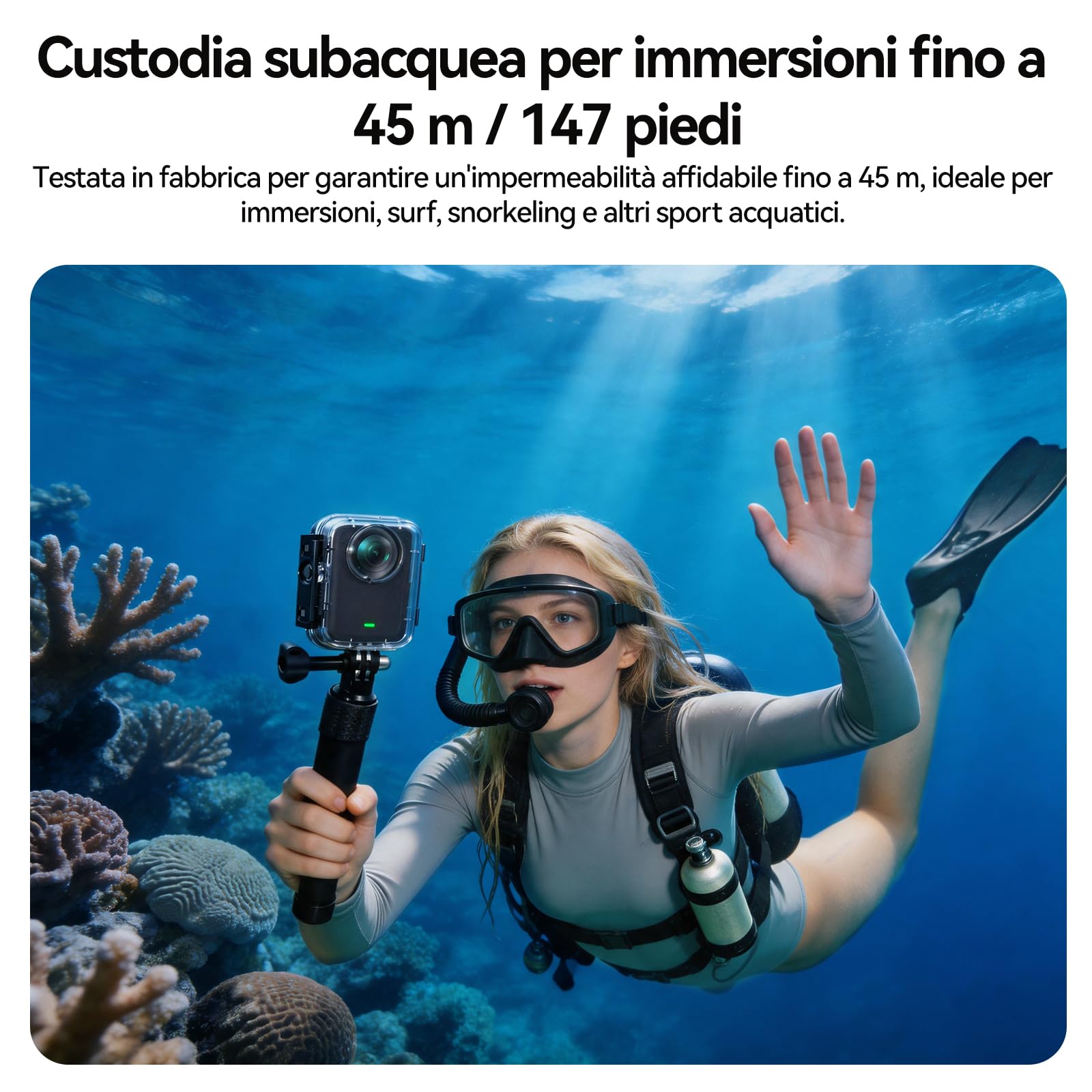 DJI Osmo 360 Standard Bundle per Sport Acquatici – Fotocamera 360° 8K con sensore da 1 pollice, custodia impermeabile, impugnatura galleggiante, foto da 120 MP, action cam per sport, vlog