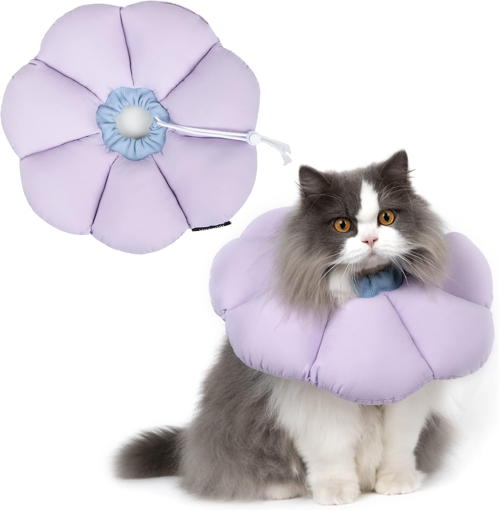 H HIDREAM Cat Cone Collar,Cute Waterproof Cat Recovery Collar,Anti-Bite Lick Wound Healing Safety Elizabethan e Collar for Cats,Purple Flower All-Season Style…