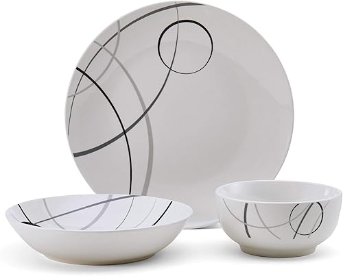 Miniatura 2 de Studio Nova Juego de vajilla de porcelana de 18 piezas, servicio para 6, círculos