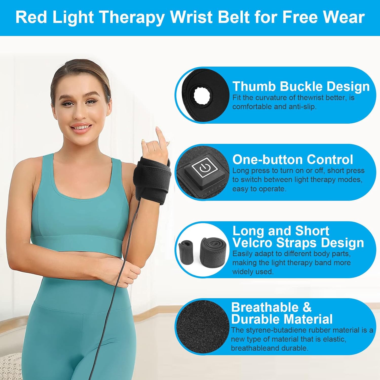 Therawrap for Carpal Tunnel, Red Light Wrap for for Wrist Band, 3 Heat Settings, Heated Wrist Massager Wrap