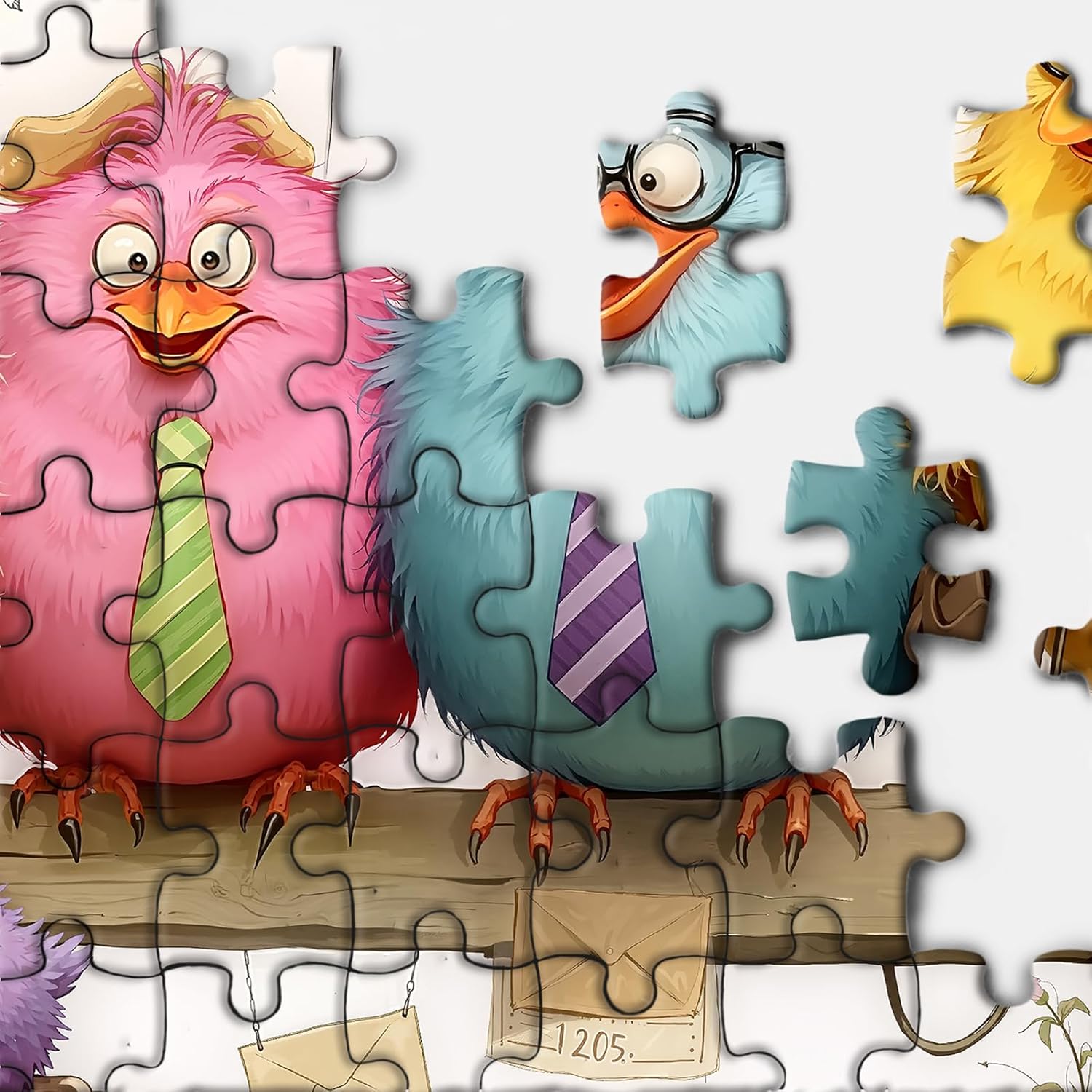 Funny Bird Puzzles for Adults 1000 Piece, Colorful Cartoon Chicken Jigsaw Puzzle, Cute Animal Art Puzzles