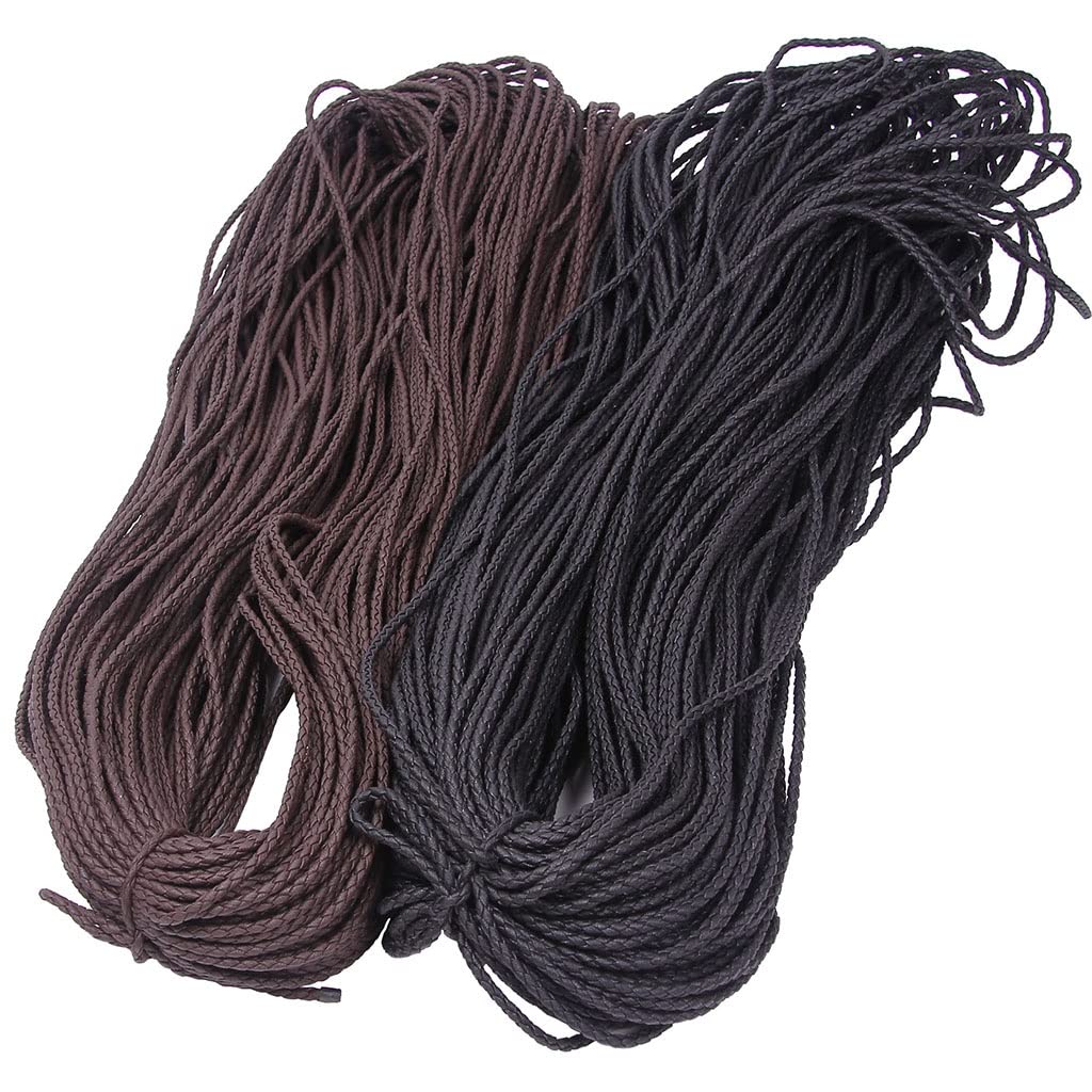 Cordoncino per gioielli in pelle, Bracciale con collana fai-da-te cordino tondo da 3/4/5/6/8 mm che realizza gioielli in corda PU intrecciata marrone nero | Black,4mm