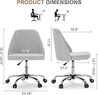 Vista 2 de DUMOS Office Chair, Comfy Desk Chair Rolling Vanity Swivel Task Chairs with Wheels, Wide Seating Armless Height Adjustable Computer Chairs for