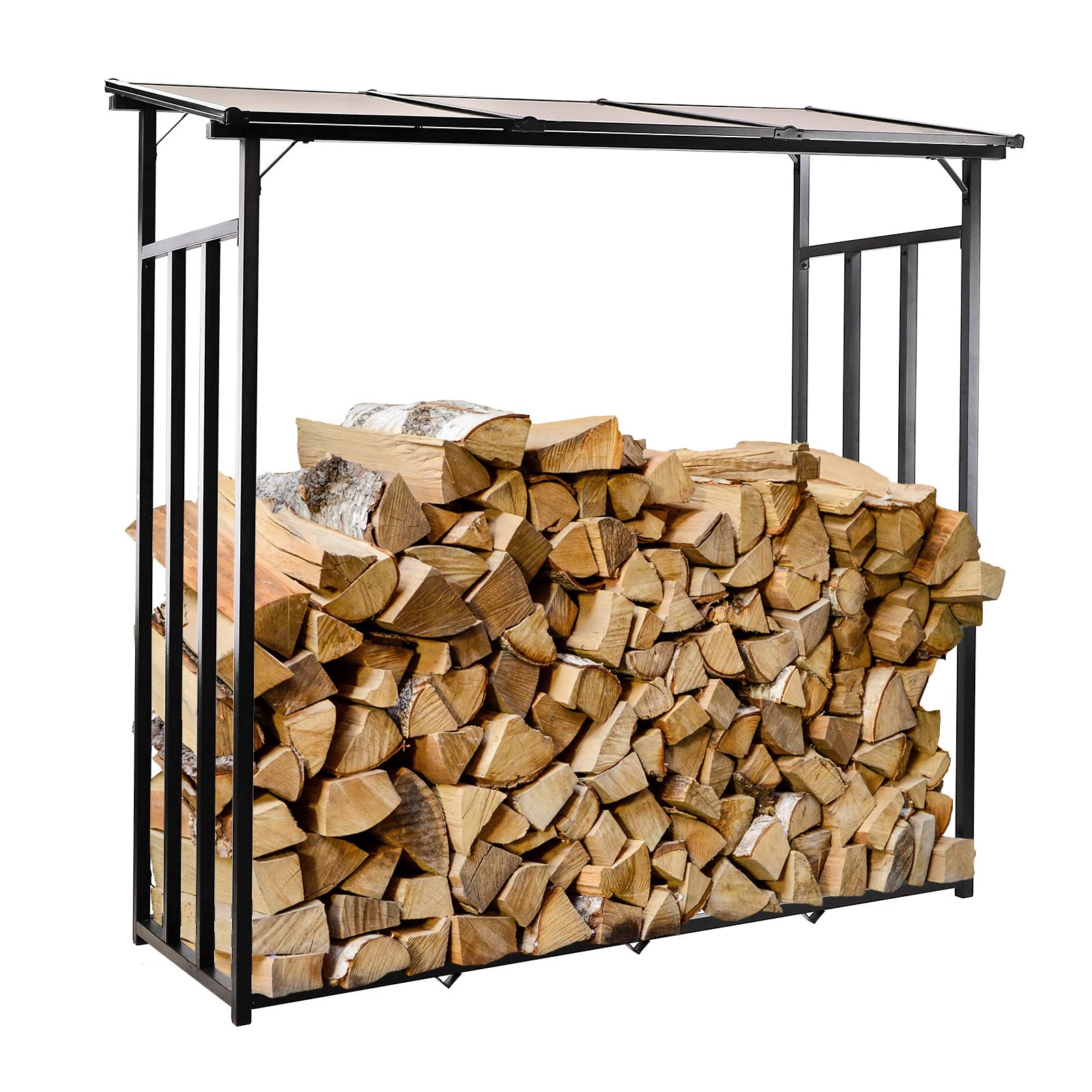 DEMA Kaminholzregal 167x70 cm – Brennholzregal, Holzregal, Holzlager, schwarz, robust & wetterfest, ideal zur Aufbewahrung von Kaminholz, Brennholz & Holzscheiten im Innen- & Außenbereich