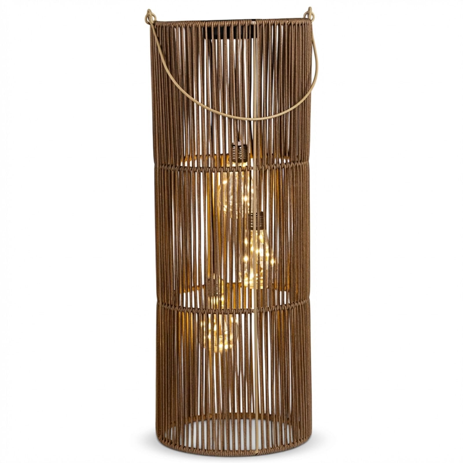formano Lanterne solaire d'extérieur en rotin - 3 ampoules LED - 55 cm - Lampe solaire avec capteur crépusculaire - IP44 - Lampe solaire décorative pour balcon, terrasse, éclairage extérieur