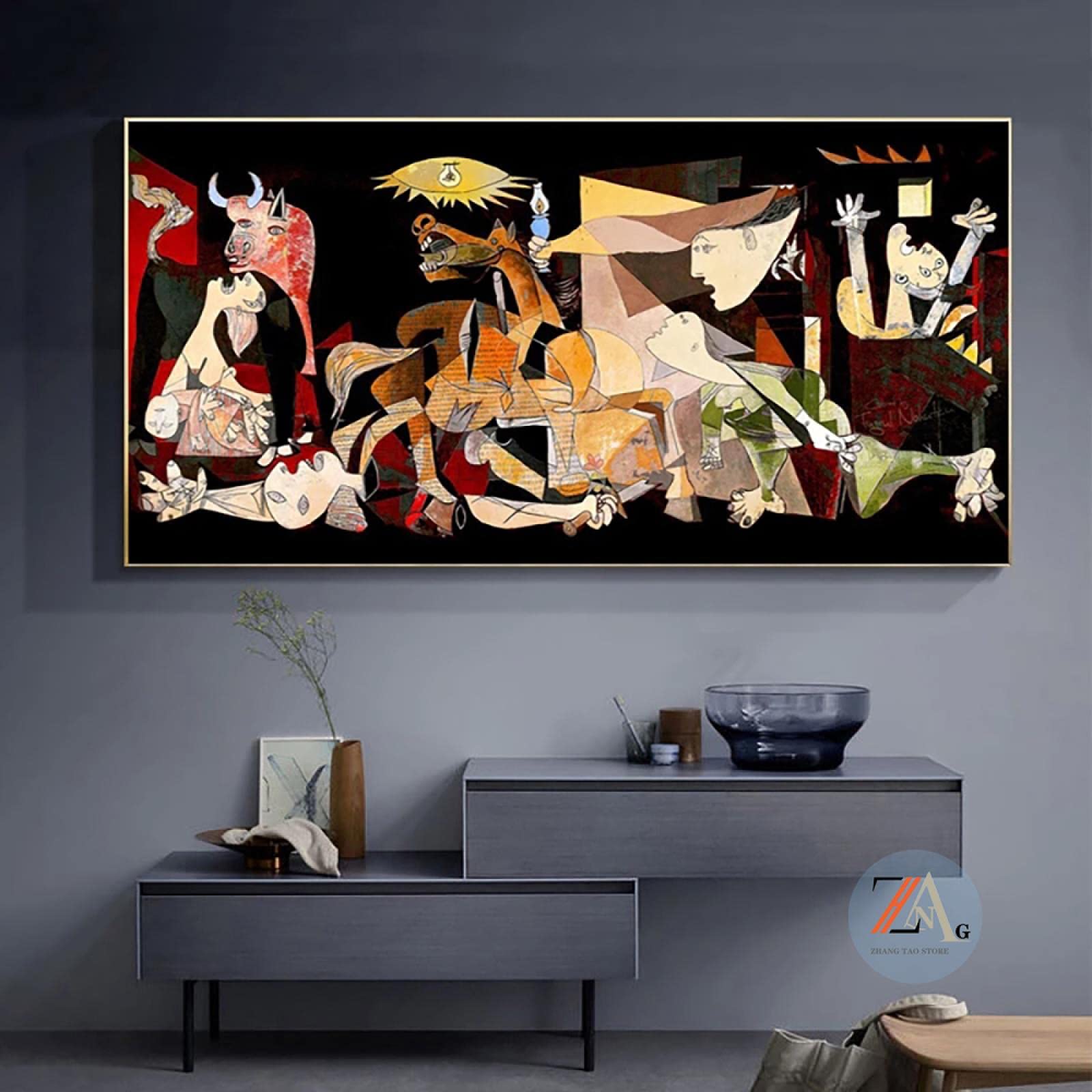 Amazon.co.jp: ピカソゲルニカ有名なアートキャンバス絵画ポスターと