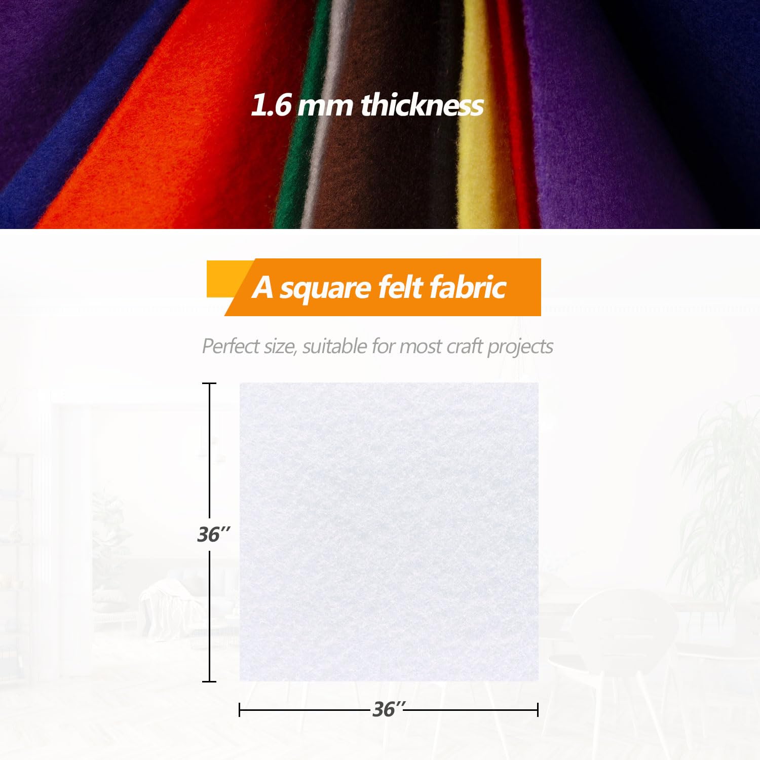 Moss Green Felt Fabric - 1.6mm Thickness 36" X 36" Square Flexible Craft Felt by The Yard Soft Durable Felt Sheets for DIY Sewing Cushion Art Craft Project Supplies