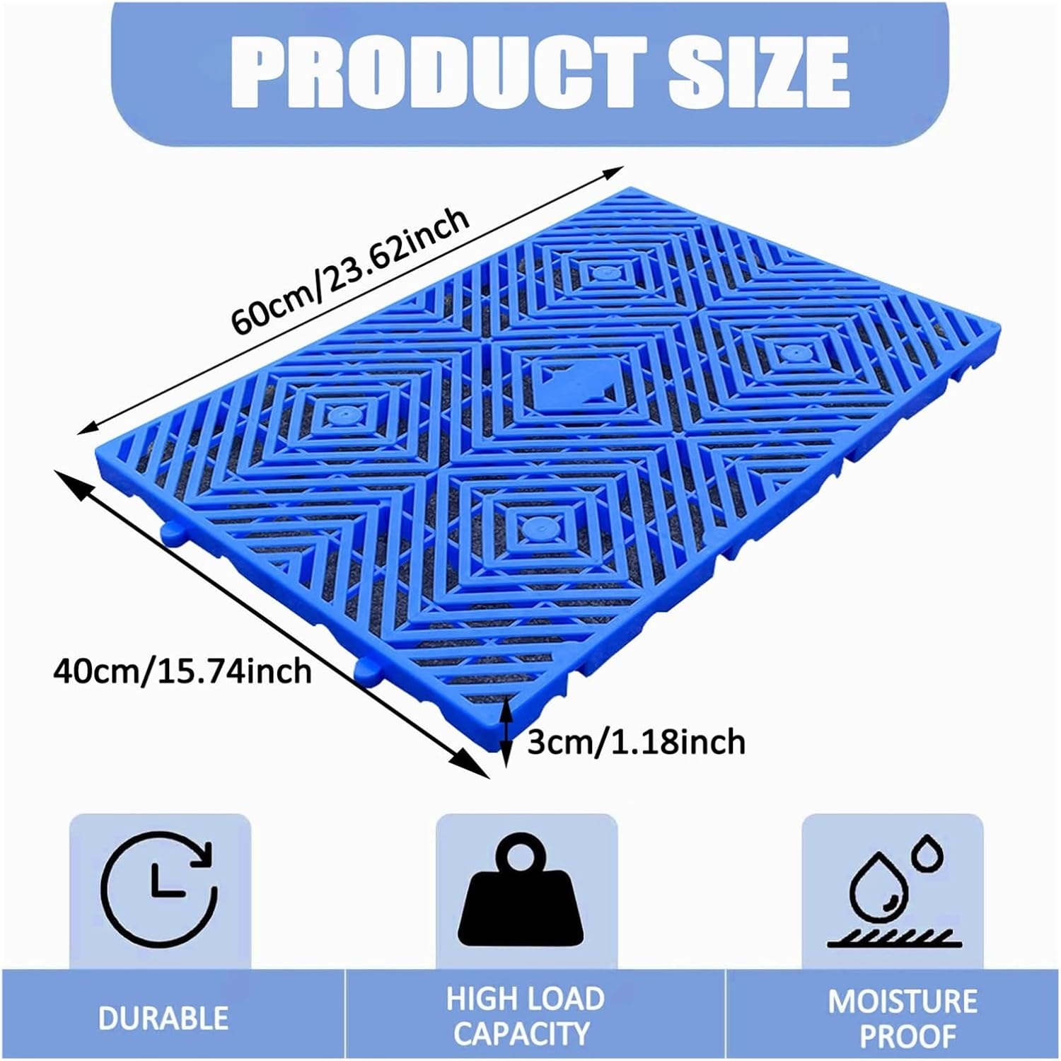 Plastic Pallet for Storage, Waterproof Storage Grid Pad, Lightweight Nestable Floor Pallets, Breathable Grids Racks for Garage Supermarket Basement, Easy to Install(2ps,30x30x2.5cm)