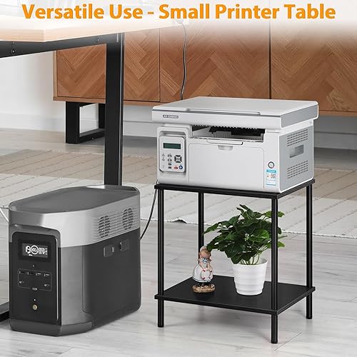 Miniatura 6 de ETELI Mesa auxiliar pequeña negra estrecha con estante de almacenamiento, moderna mesita de noche cuadrada de madera para sala de estar, dormitorio,