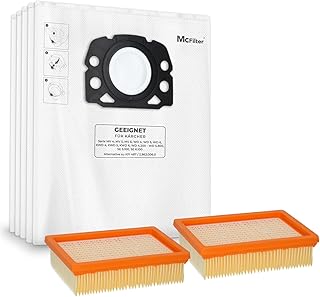 McFilter I 10 sacs à poussière + 2 filtres compatibles avec Kärcher WD4 P S V-20/5/22, WD5 P V-25/5/22, WD6 P S V-30/6/22/T, MV4, MV5, MV6 Alternative pour Kärcher KFI 487 comme KFI 4410 - Type KA 33