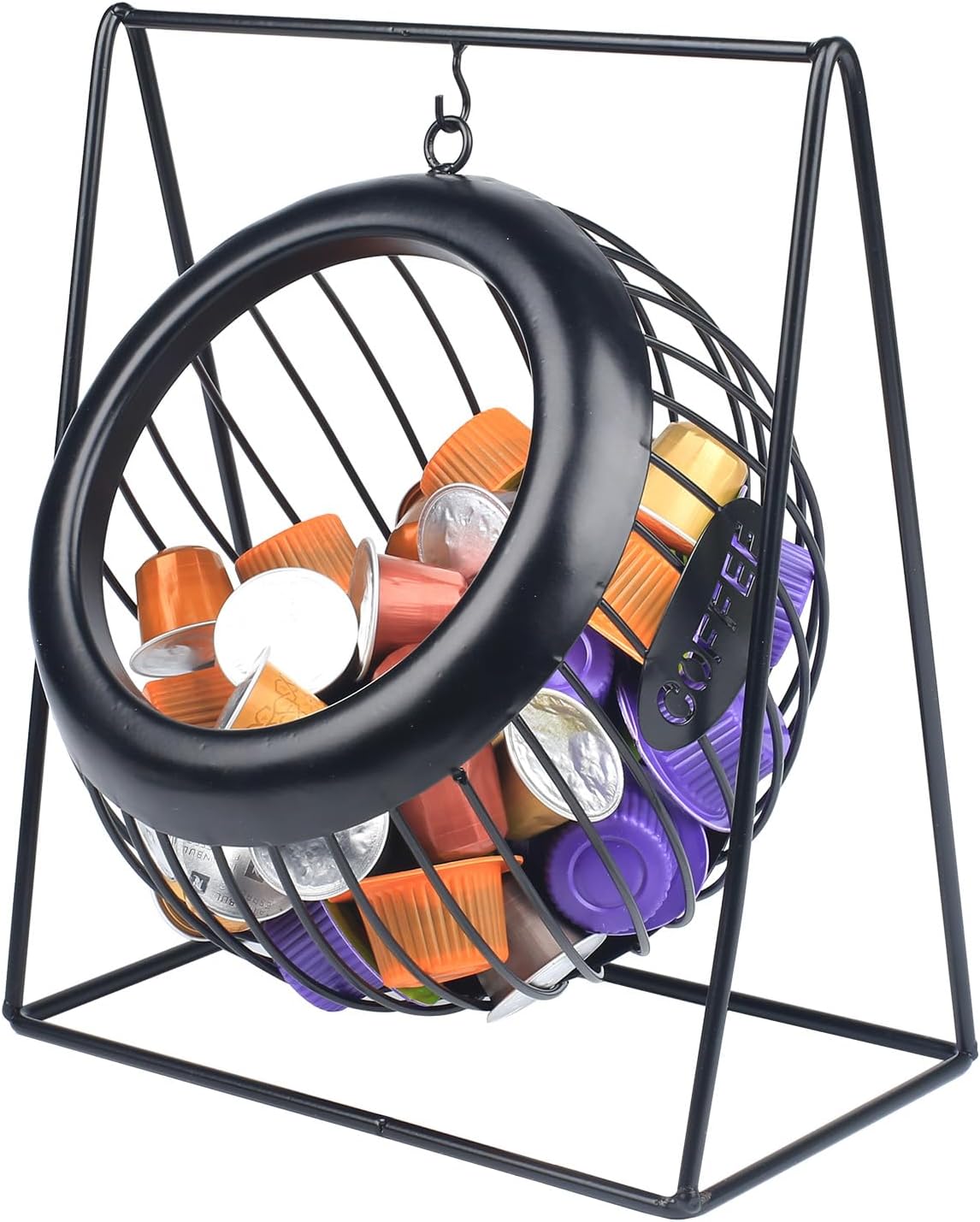 MOLNESO K Cup Holder, Black Wire Coffee Pod Holder Basket, Metal Coffee Creamer