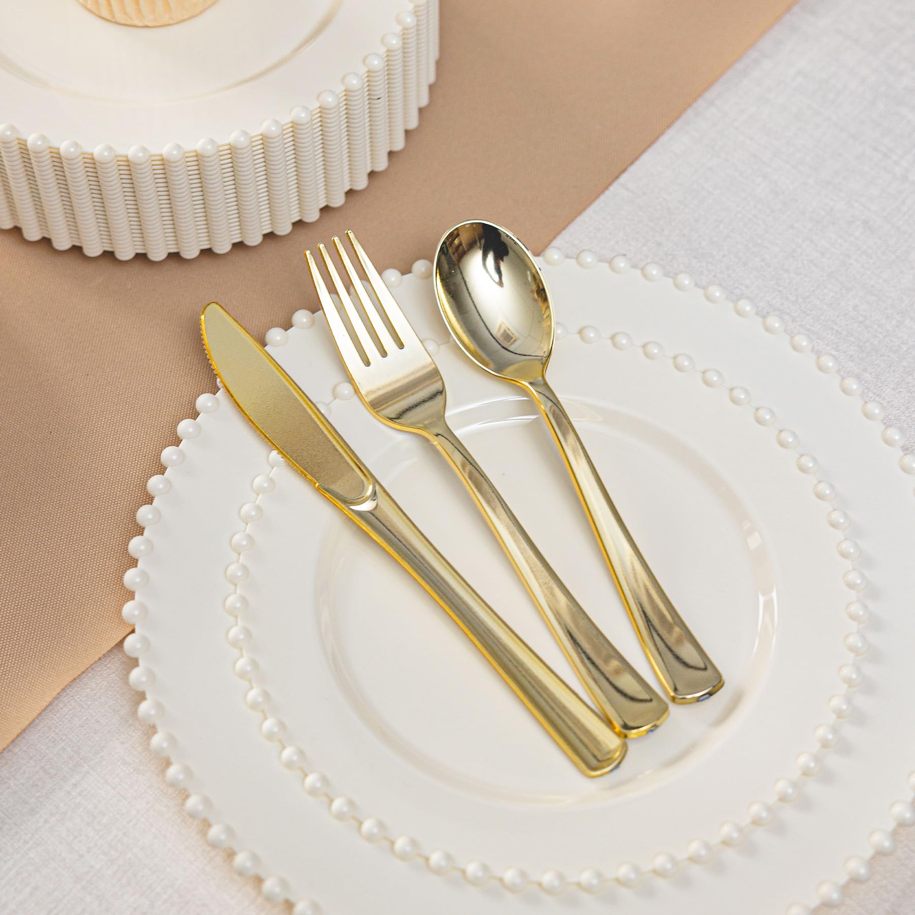 150 Ivory Disposable Plates Dinnerware Set - 30 Guests -4