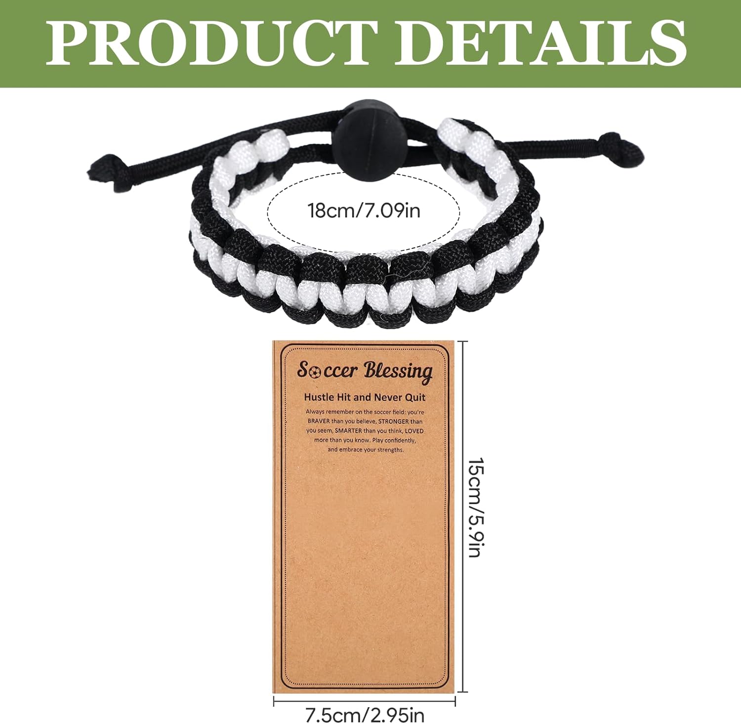 12 Set Sports Bracelets Party Favors with Inspirational Card Adjustable Braided Bracelet Sport Accessories Birthday Gifts Bulk Team Gifts for Women Men Team Players Coach - Image 2