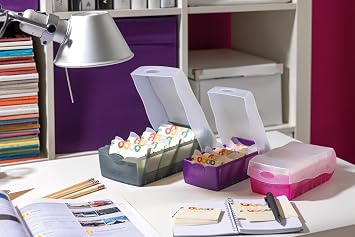 HAN 998-663, CROCO Flashcard Index Box. For learning vocabulary in an ingeniously simple way, A8, translucent pink
