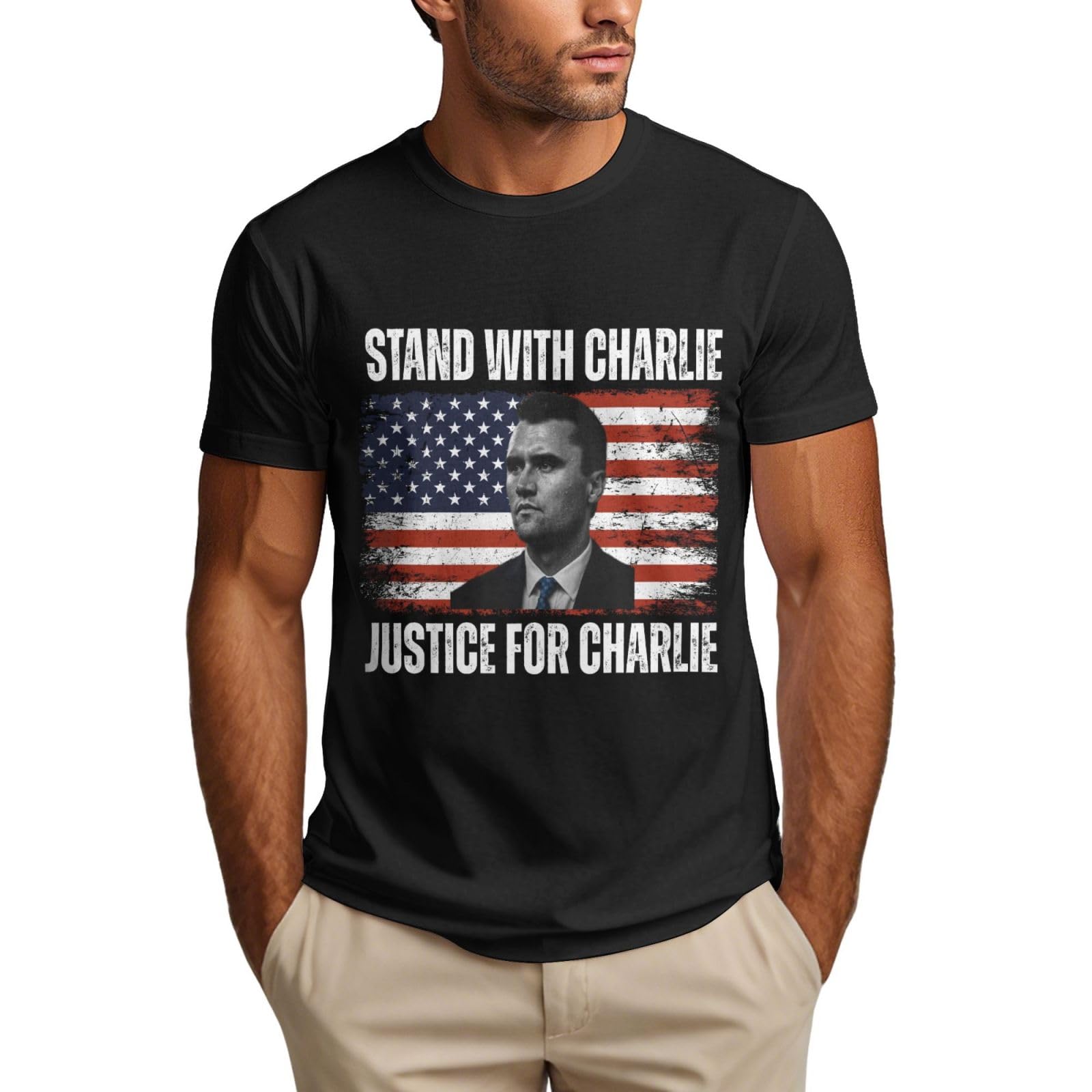 Gqwjksz Men's As Pic Rest In Peace Charlie Kirk Shirt Stand With Charlie T Shirt