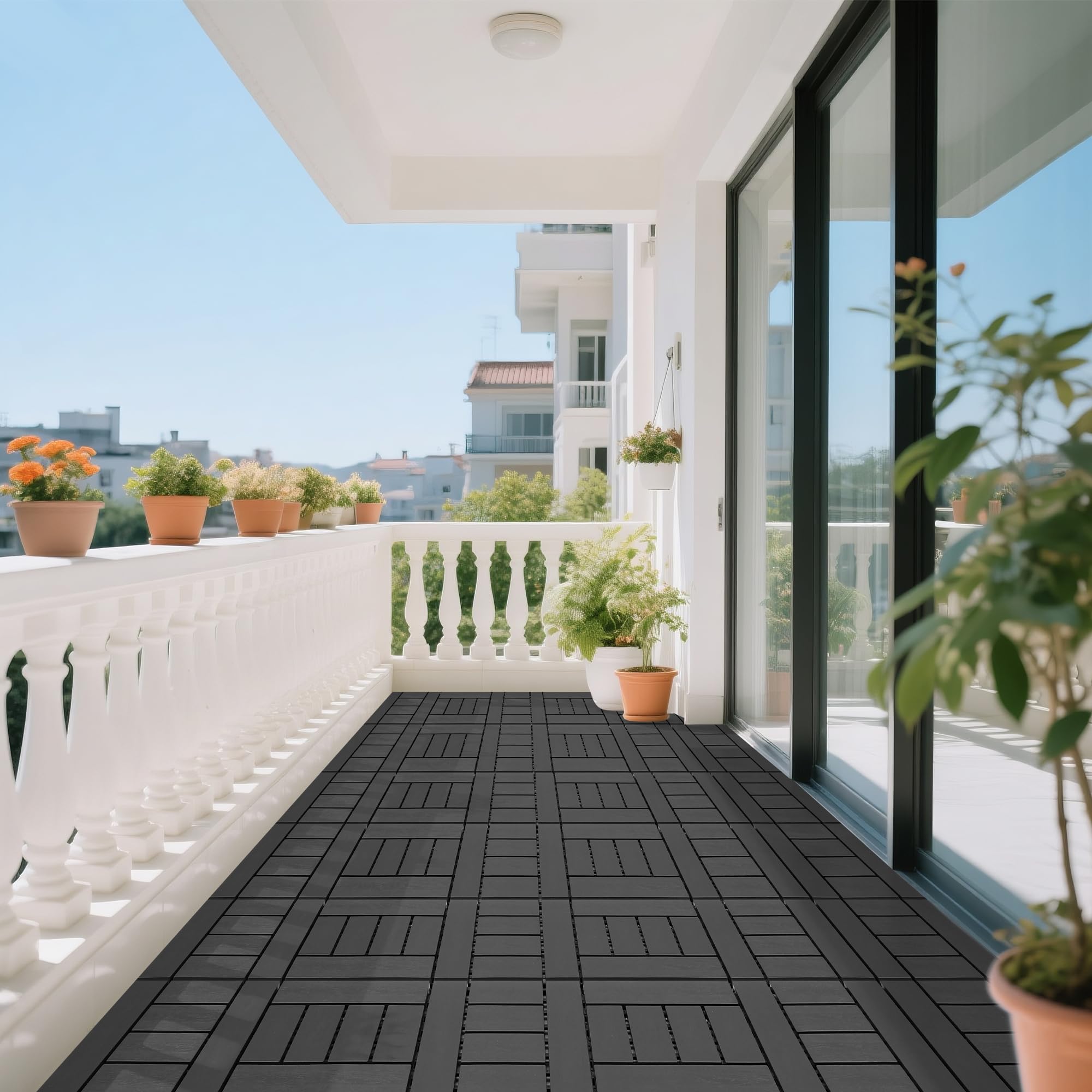 Amazon.com: 44pcs Plastic Interlocking Patio Deck Tiles, 12 x 12in