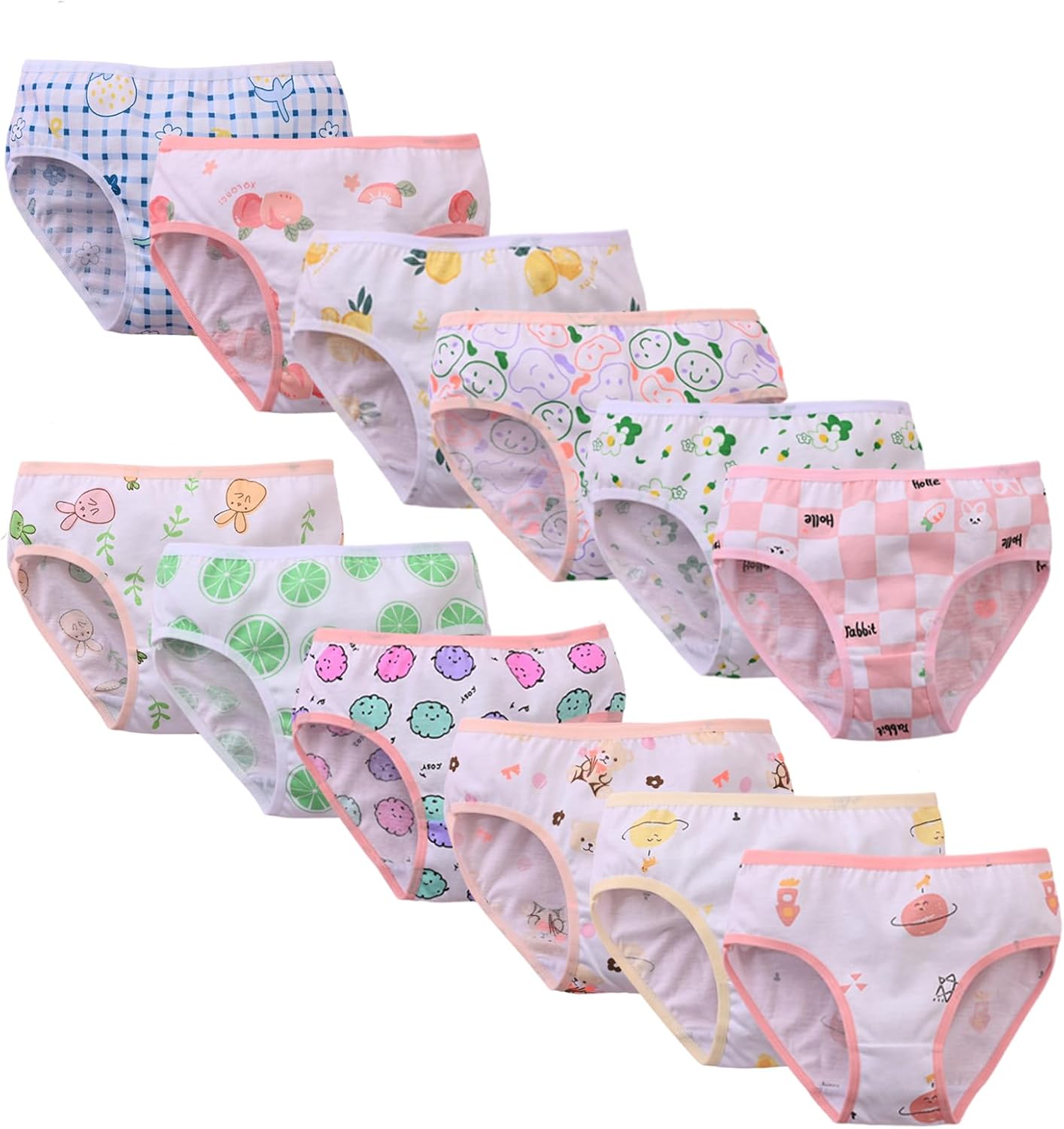 12 Pack Girls Briefs Cotton Girl Underwear Soft Comfortable Baby Panties 2-12Years