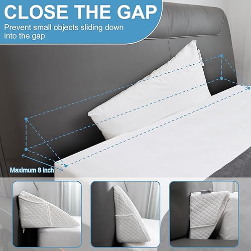 Miniatura 5 de HABUTWAY Almohada de cuña de cama tamaño Queen para cabecero, relleno de espacio de cama (0-8 pulgadas), almohada de espuma viscoelástica para