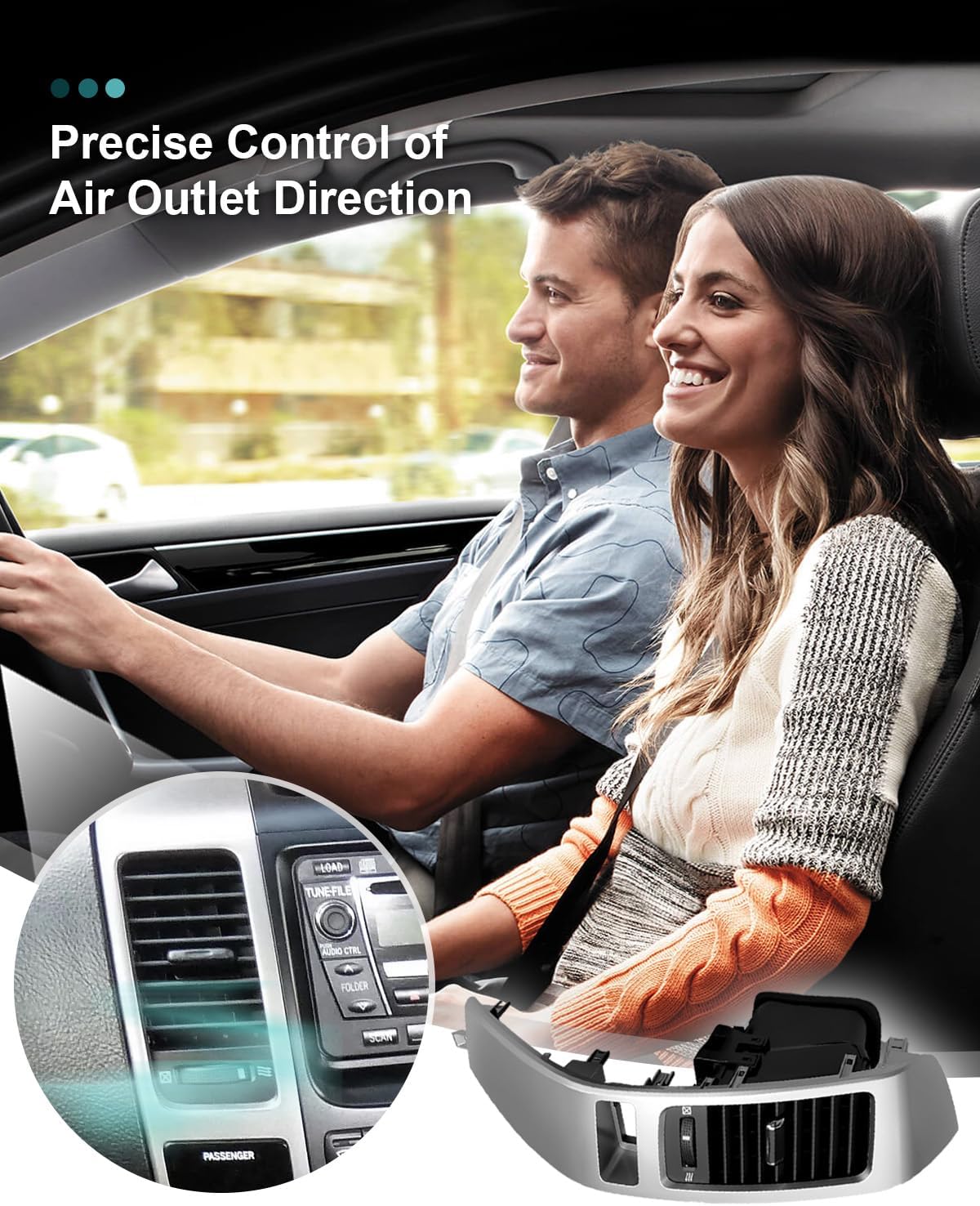 Center Dash A/C Outlet Vent Grille Panel Replace 55474-60040 Fit for Toyota Land Cruiser Prado J120 2002-2009, Fit for Lexus GX470 2003-2009, Silver Dashboard Air Conditioner Duct