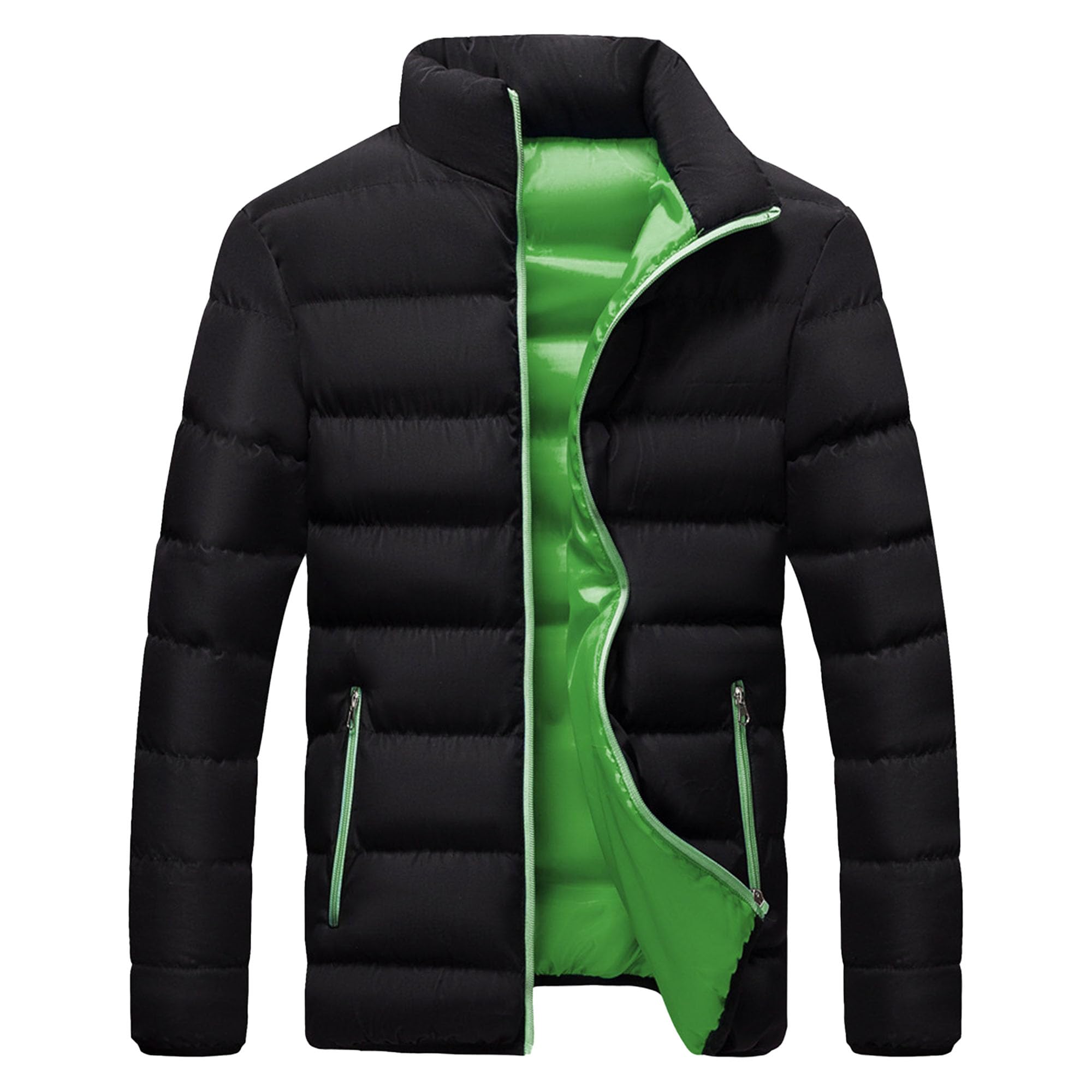 Maiyifu-GJ Mens Winter Down Coats Lightweight Warm Waterproof Thicken Jacket Winter Hiking Outerwear Black Green 3X-Large