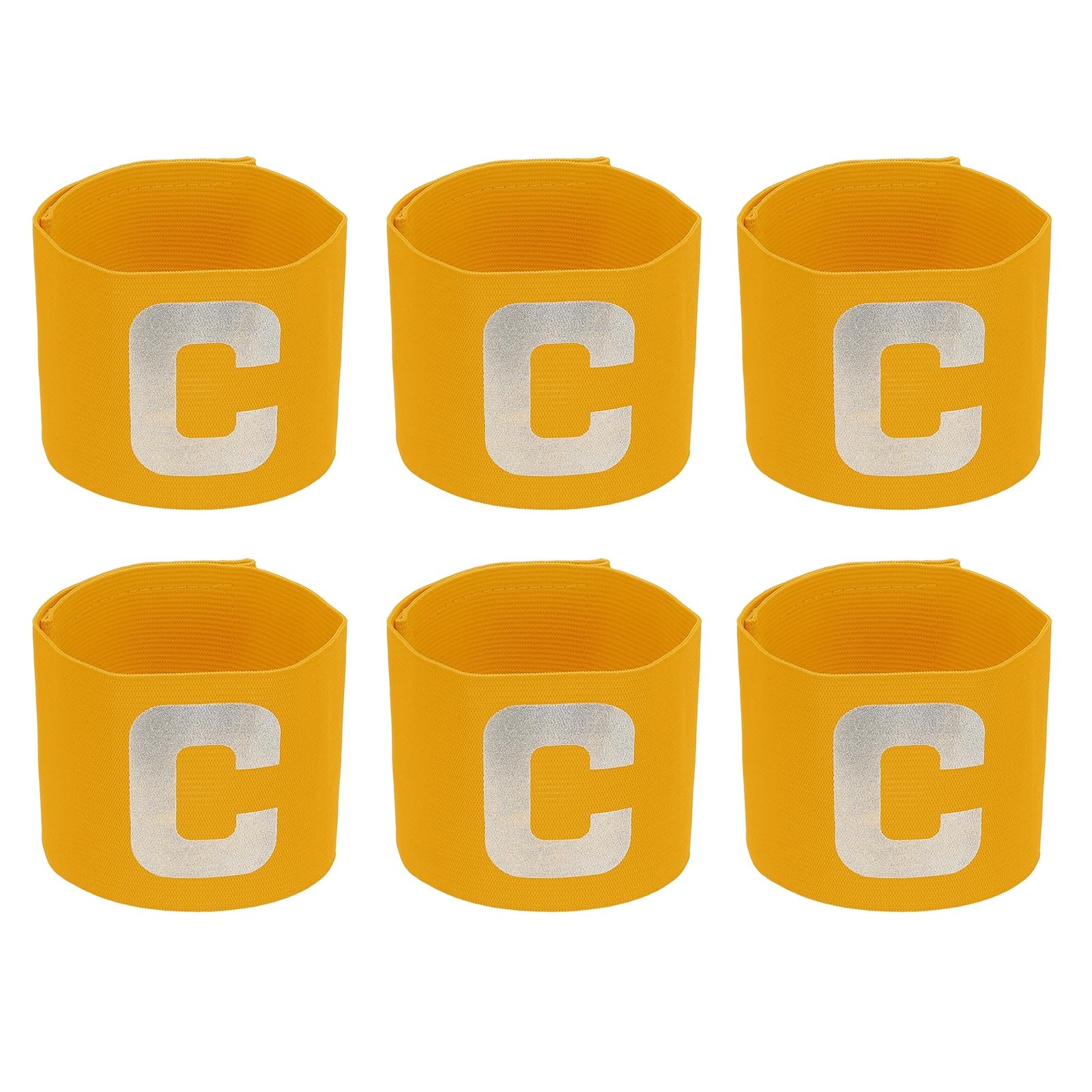 YELARXI Soccer Captain Armband, Football Armband Elastic Adjustable Player Bands Anti-Slip Badge- Fitting for (Adult/Youth - Football - Basketball - Team Sport) 6 Pack & Golden Yellow