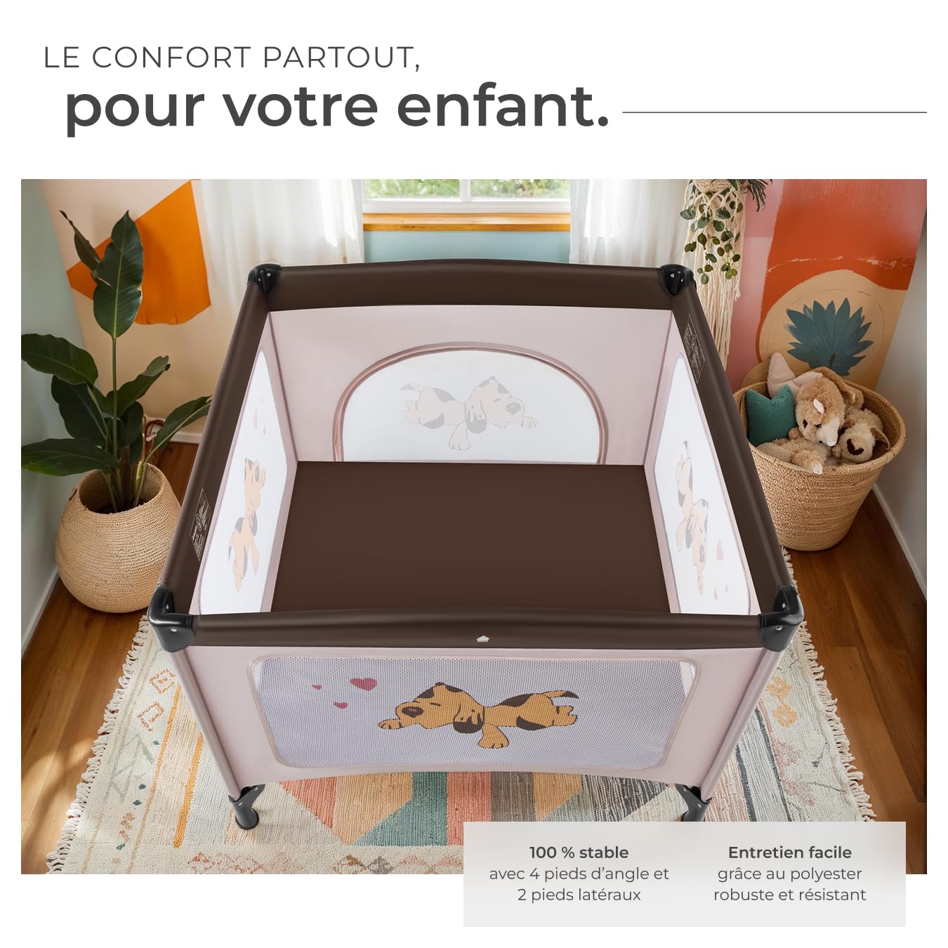 tectake® Parc bébé Lit Parapluie avec Matelas Pliable Lit Bébé Voyage léger avec Sac de Transport, Mobilier Enfant idéal pour Maison ou Voyage Equipement Bebe Parc Bebe