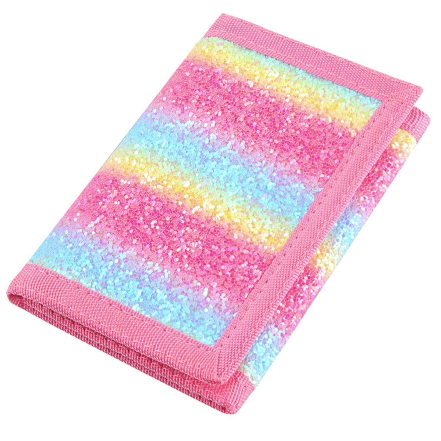 NEICY RFID Blocking Canvas Wallet for Men and Women - Camo Trifold Outdoor Sports Wallets with Magic Sticker for Teen Kids (Rainbow7)