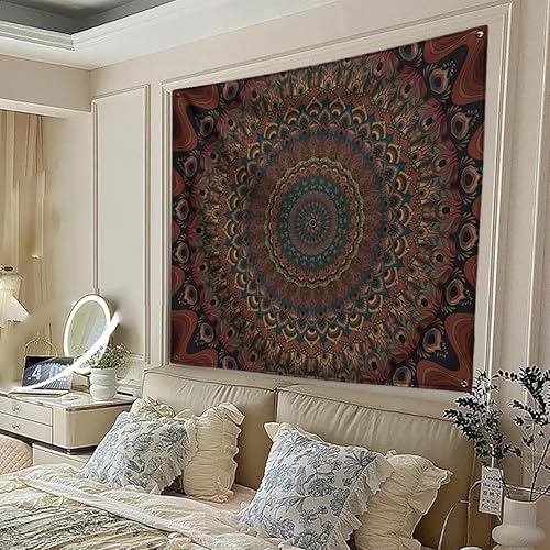 Miniatura 8 de XIGUAGUO Tapiz de mandala para colgar en la pared, psicodélico, estético, hippie, decoración de pared, bohemio, decoración bohemia para el hogar,