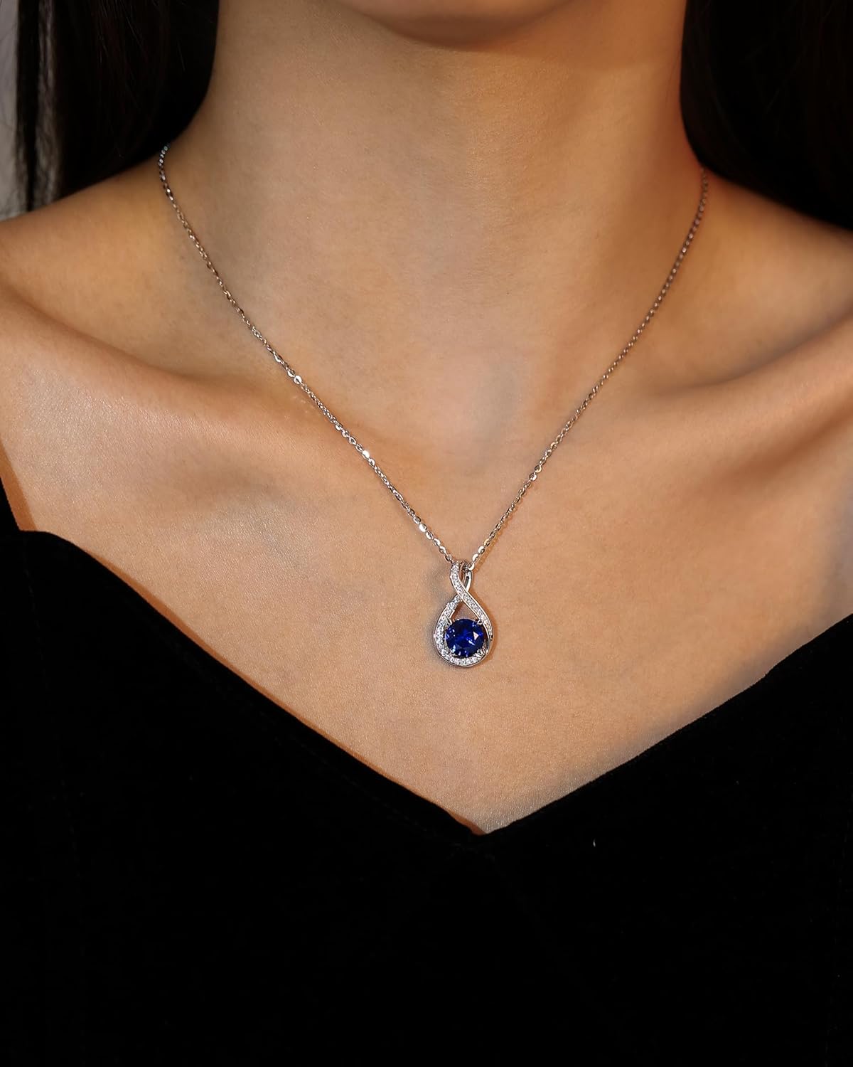 FANCIME Birthstone Necklaces for Women Fine Jewelry Sterling Silver Infinity Pendant Anniversary Birthday Mothers Day Gifts for Her Women Wife Mom Lady Daughter, Chain 16"+2" Extend - Image 3