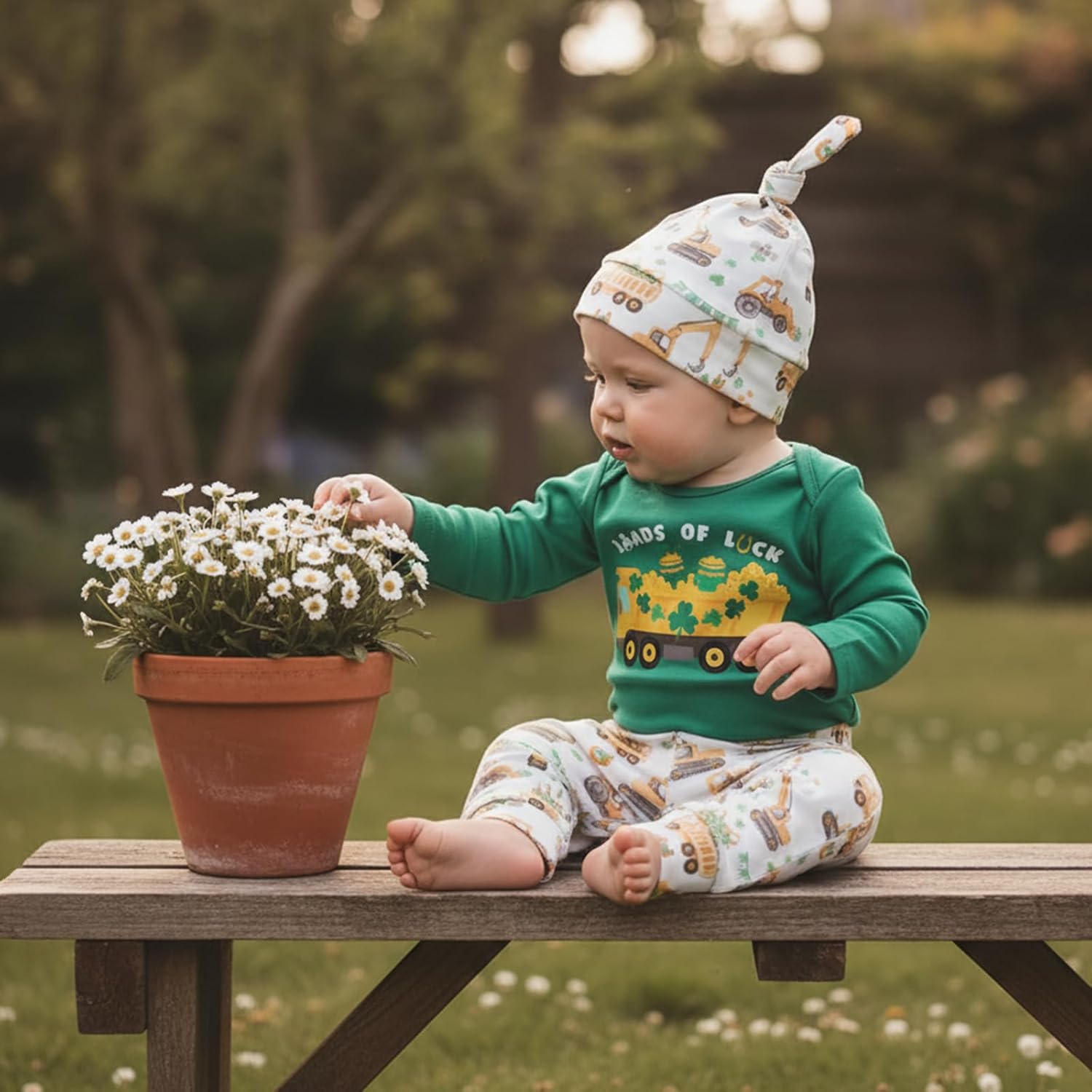 Karuedoo My First St Patricks Day Baby Boy Outfit Newborn Long Sleeve Letter Print Romper Top Long Pants with Hat 3Pcs Sets - Image 5