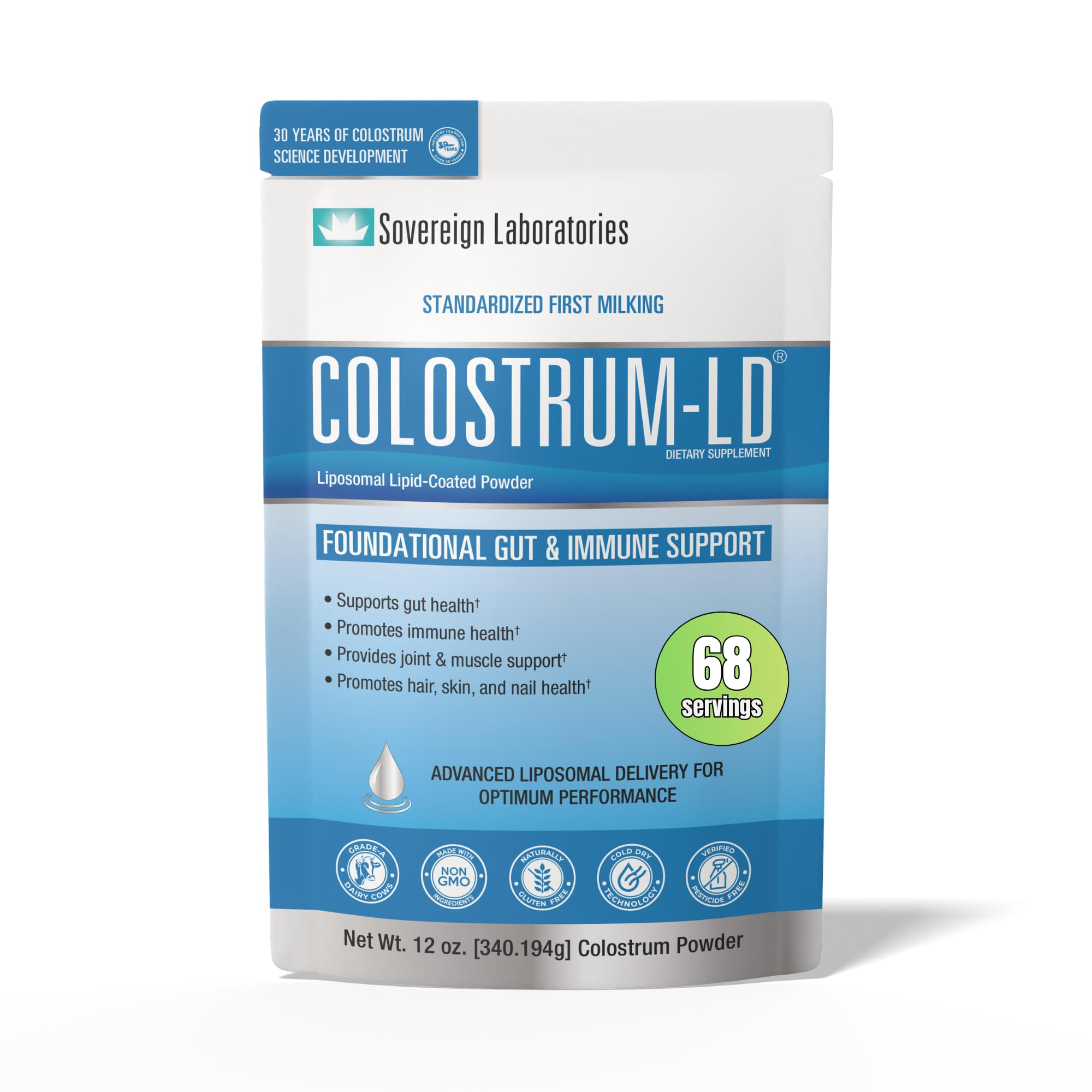 Colostrum-LD Liposomal Delivery - Colostrum Powder - Gluten-Free, Lactose-Reduced - 34 Servings - Sovereign Laboratories - 6 oz Vanilla — Amazon image 9