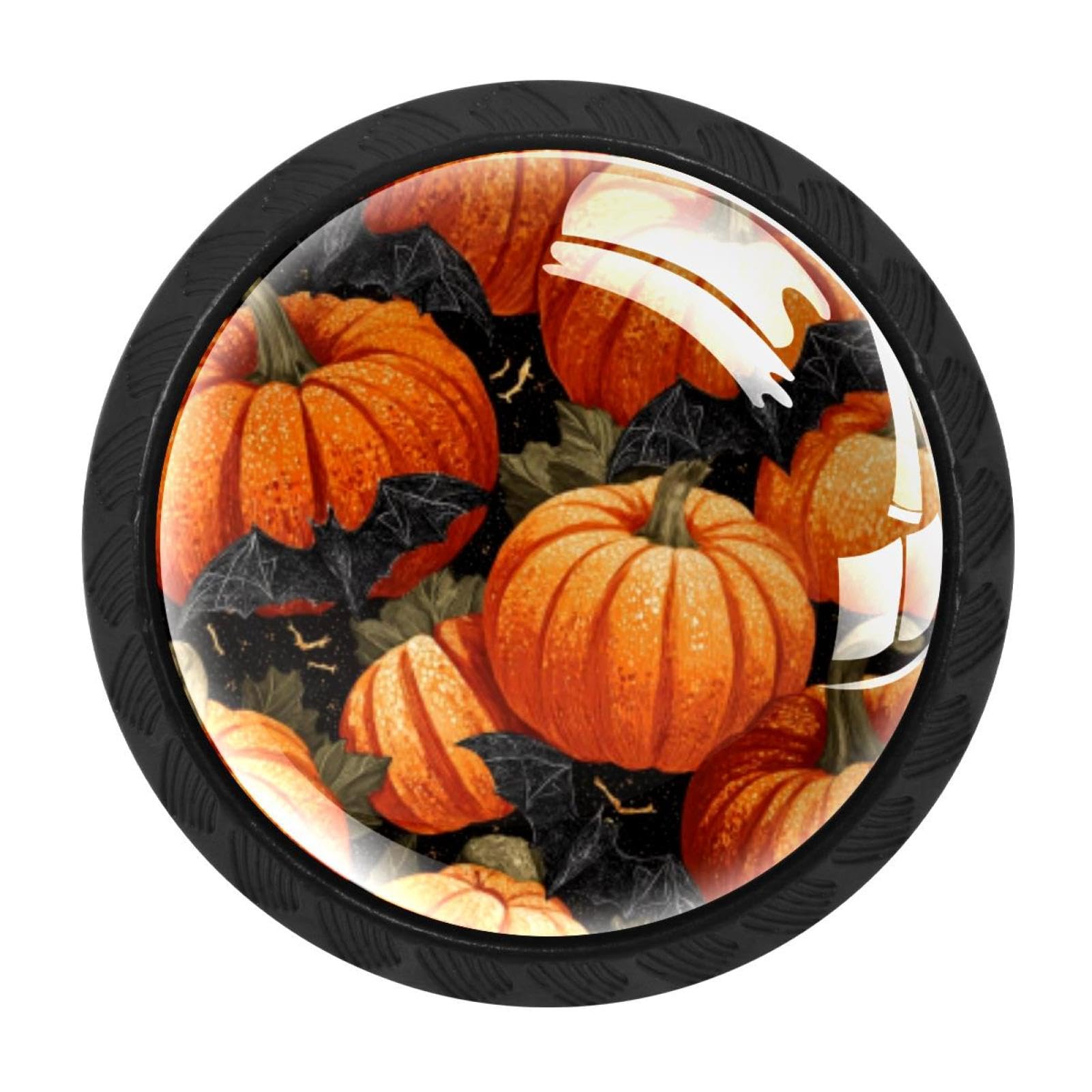 CHENZZZZ Orange Pumpkins Bats (2) Cabinet Knobs 4 Pieces Drawer Kitchen Cabinets Dresser Cupboard Wardrobe Unique Pulls Handles