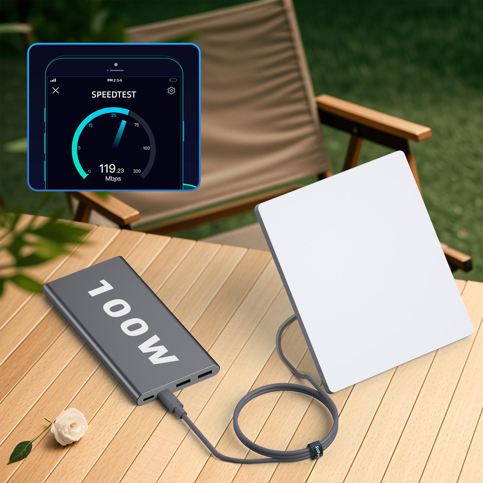 Cable de alimentación Starlink Mini USB C a CC de 5 m, entrada tipo C de 100 W a mini cable impermeable Starlink, con lazo de gestión de cables