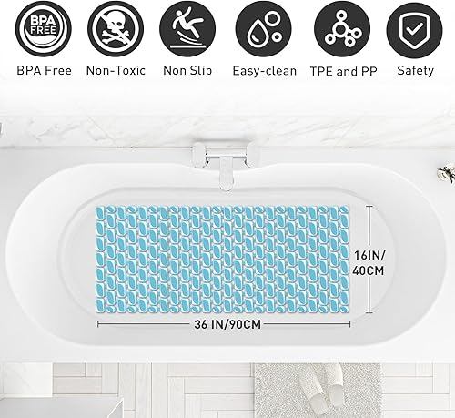 Miniatura 45 de XIYUNTE Tapete de ducha antideslizante, 36 x 16 pulgadas, suave y cómodo, antideslizante, respetuoso con el medio ambiente, tapete antideslizante