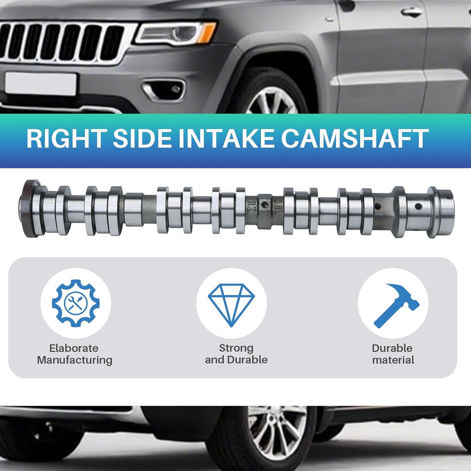 5047913AD Right Side Intake Camshaft for Jeep Grand Cherokee L WK Wrangler Gladiator Dodge Durango Chrysler Pacifica Voyager Ram 1500 ProMaster 1500/2500/3500 3.6L V6 Engine