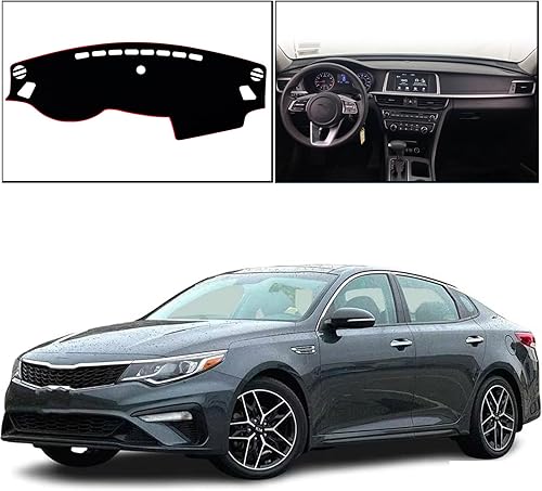 Miniatura 10 de Funda para salpicadero interior compatible con Kia Optima Sedan LX EX S SX Turbo SXL Turbo LX Turbo 2016-2020 protector de rayos UV (borde negro)