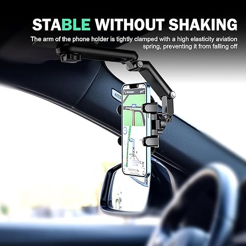 Miniatura 5 de Soporte para teléfono con visera solar, soporte de teléfono giratorio y retráctil de 360, soporte multifuncional para espejo retrovisor para